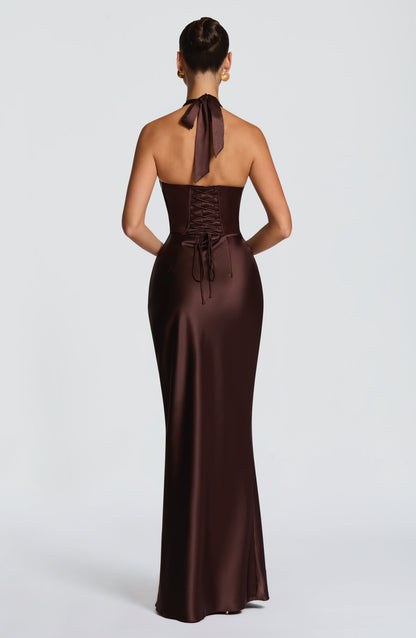 Plum Brown Elowen Cherry Lacquer Maxi Dress