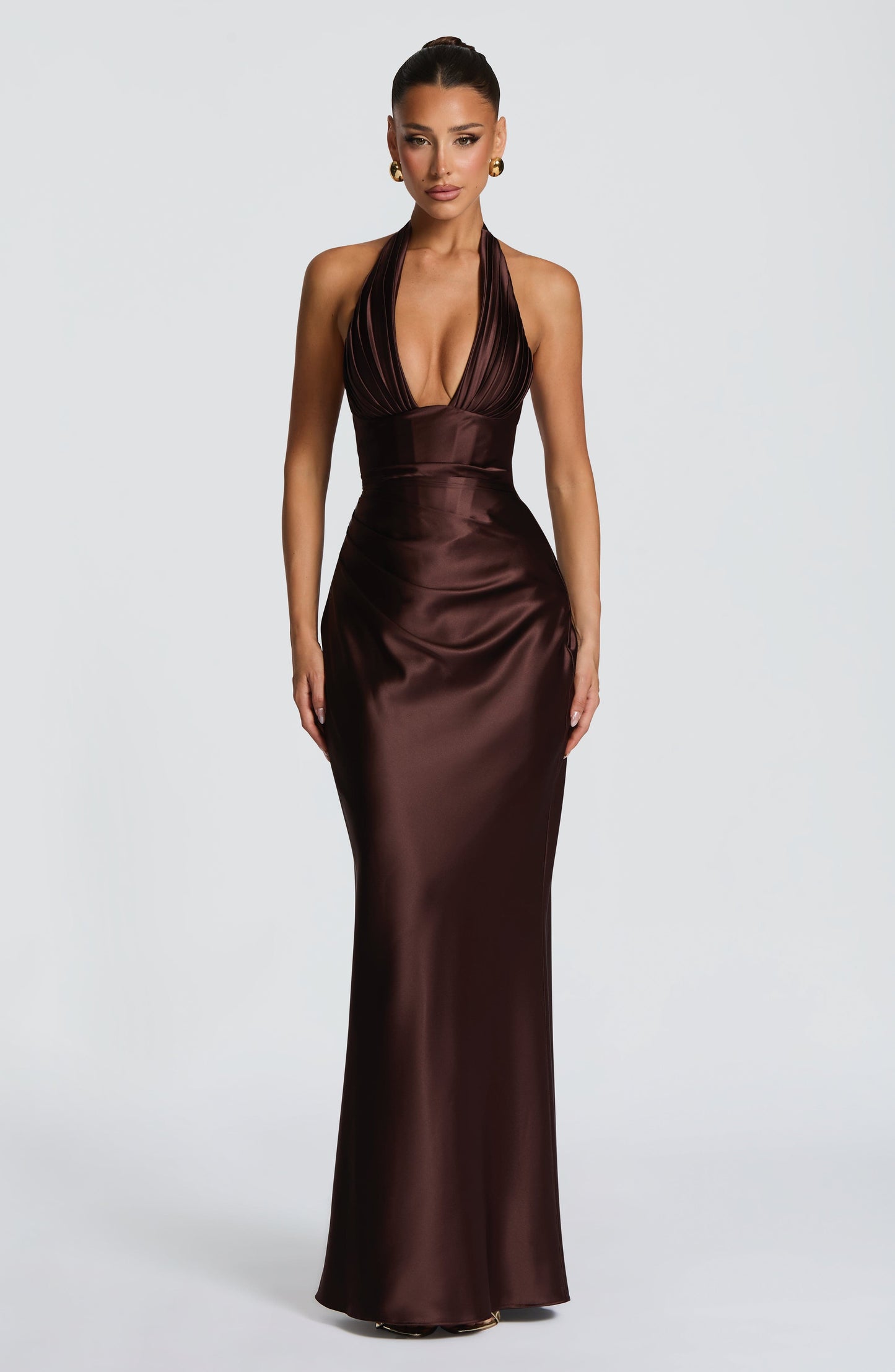 Plum Brown Elowen Cherry Lacquer Maxi Dress