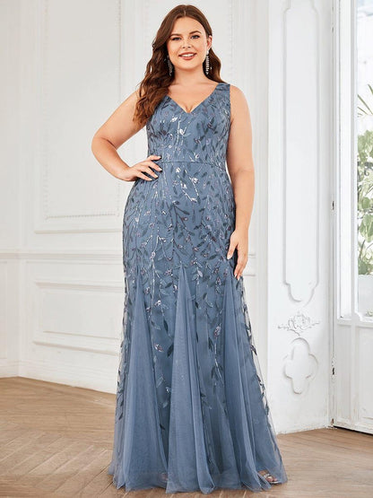 Burnt Orange Oriel Sequin Fishtail Evening Dress