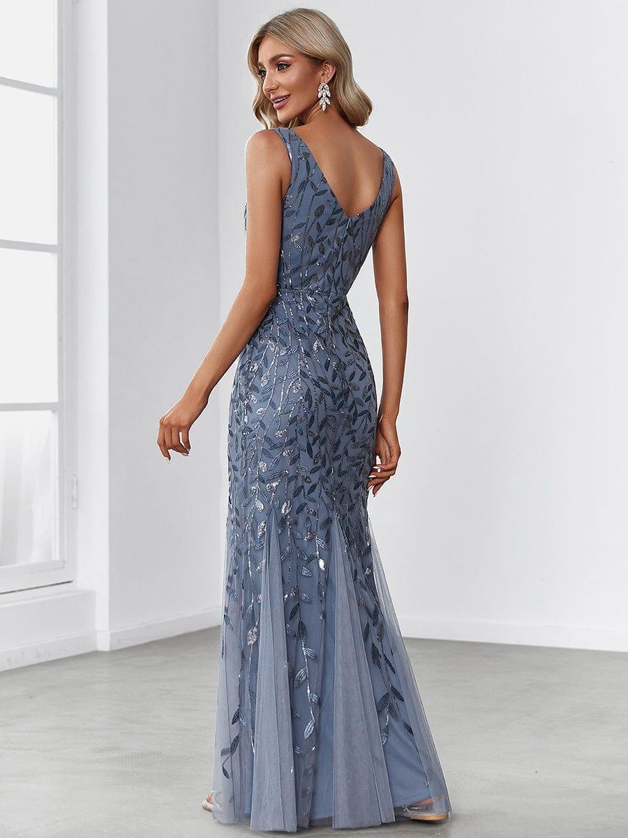Burnt Orange Oriel Sequin Fishtail Evening Dress