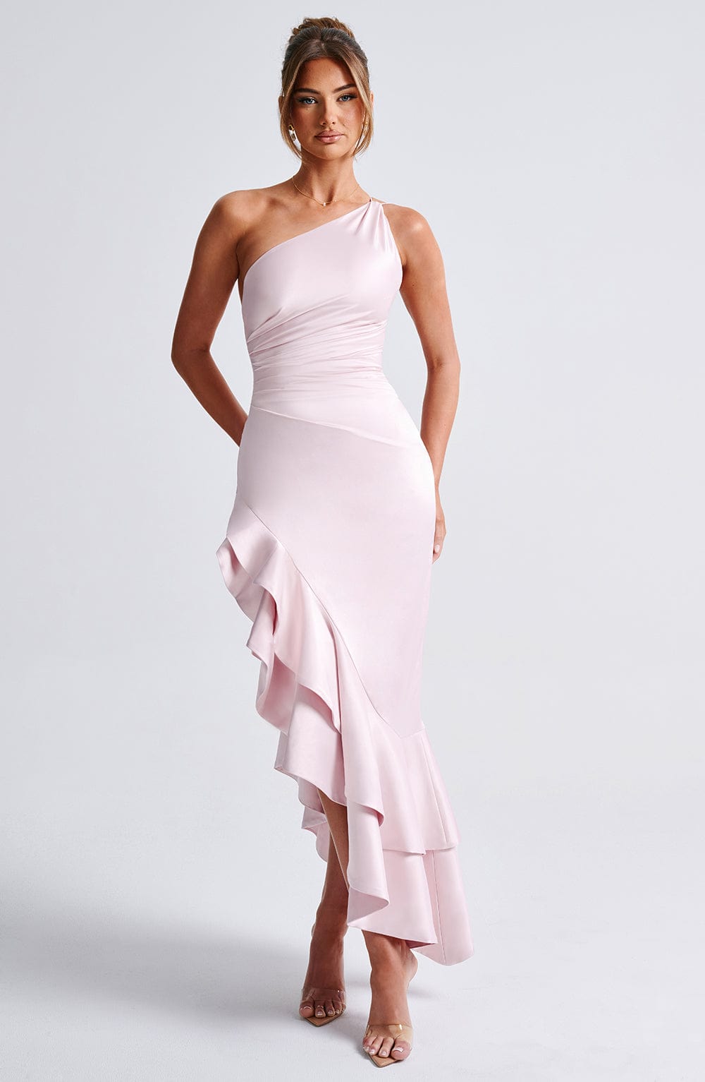 Blush Esmeraya Silk Maxi Dress in Blush