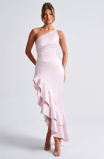 Blush Esmeraya Silk Maxi Dress in Blush