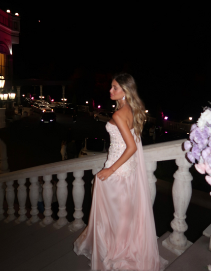Picture Color Vivienne One-Shoulder Beaded Chiffon Gown