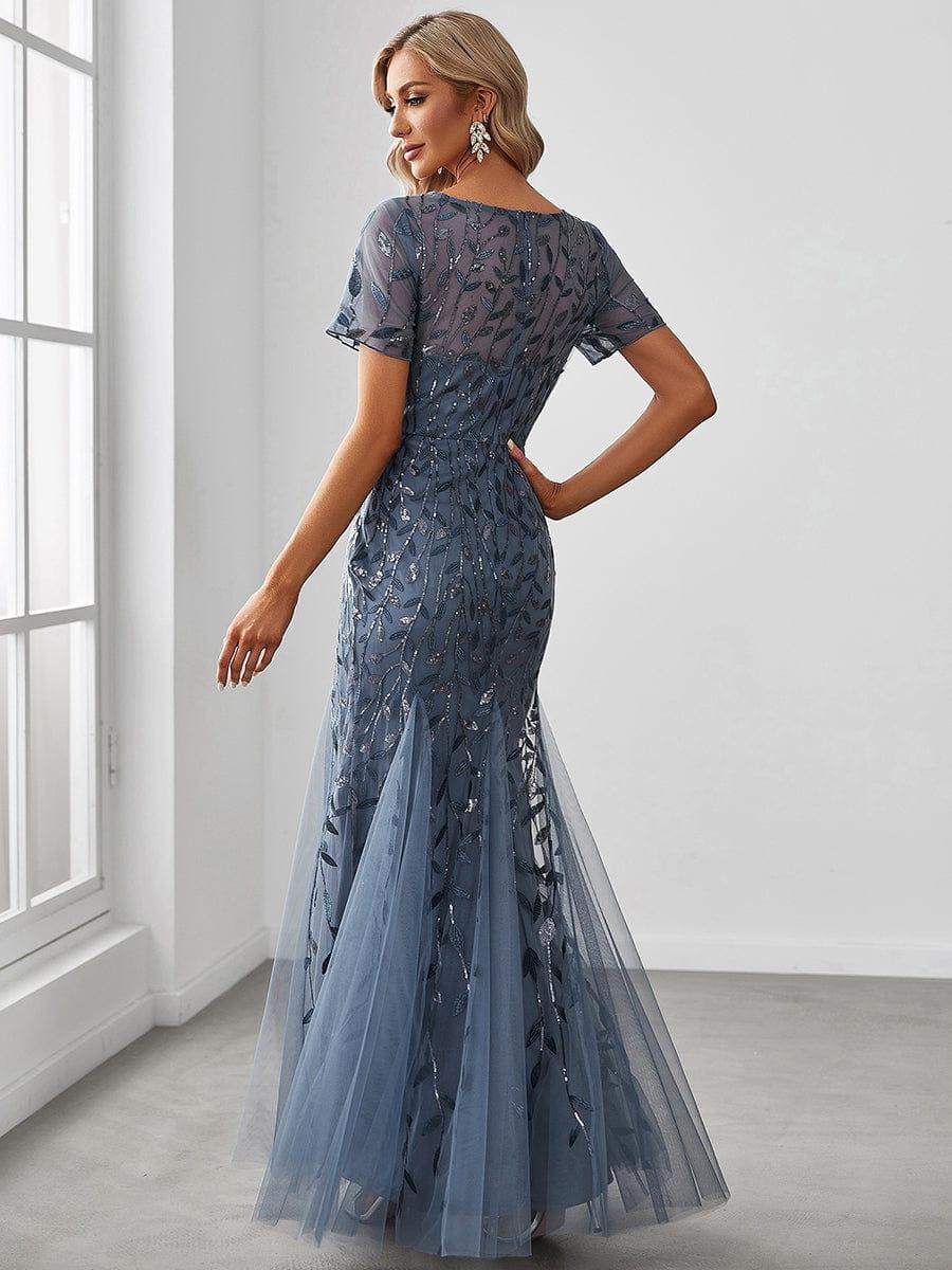 Burnt Orange Evangeline Sequin Tulle Fishtail Gown