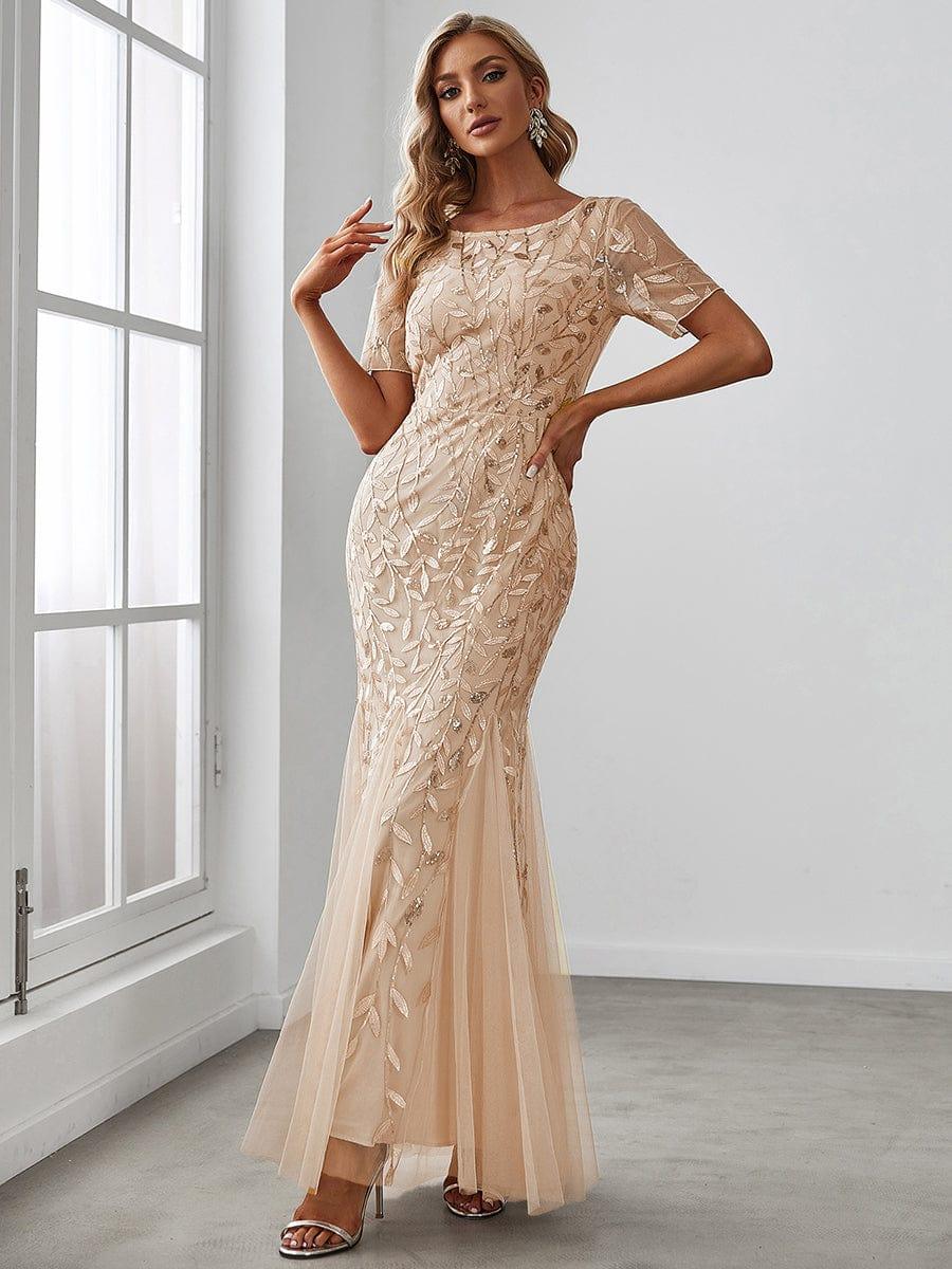 Black Evangeline Sequin Tulle Fishtail Gown