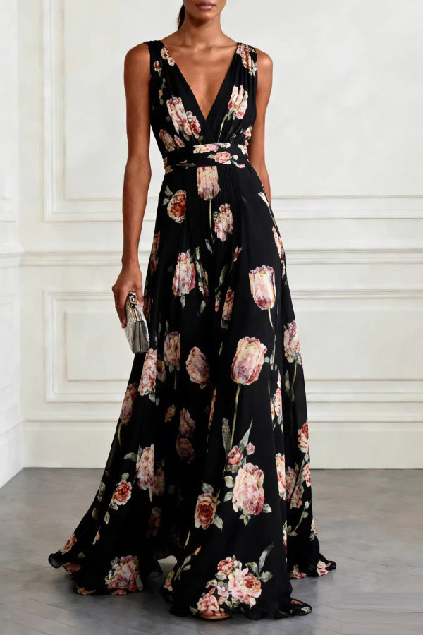 Purple Margot Tulip Print Maxi Dress