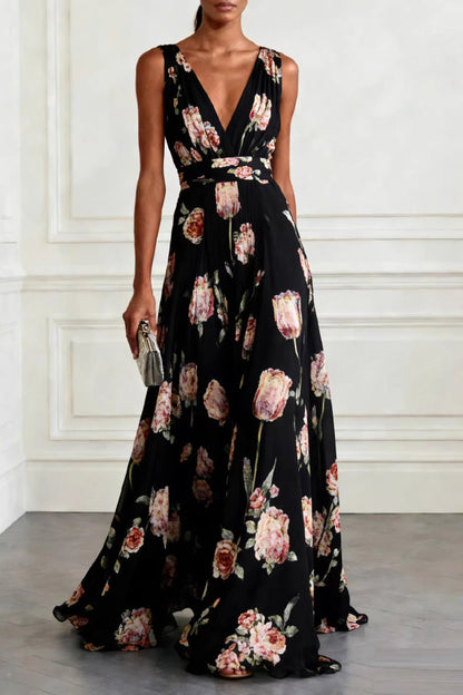 Purple Margot Tulip Print Maxi Dress