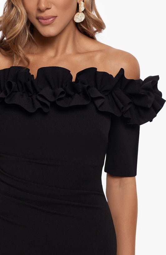 Ruffle Off the Shoulder Crepe Column Gown (Women) | Nordstrom