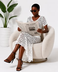 White Crochet Co-ord Set Pattern | V-Neck Crop Top, Maxi Skirt (PDF Download)