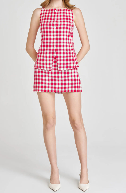 Gingham Button Peplum Set