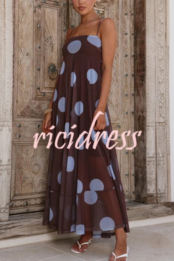 White Margot Polka Dot Mesh Maxi Dress