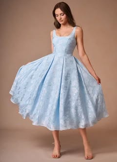 Briac Powder Blue A-Line Midi Dress