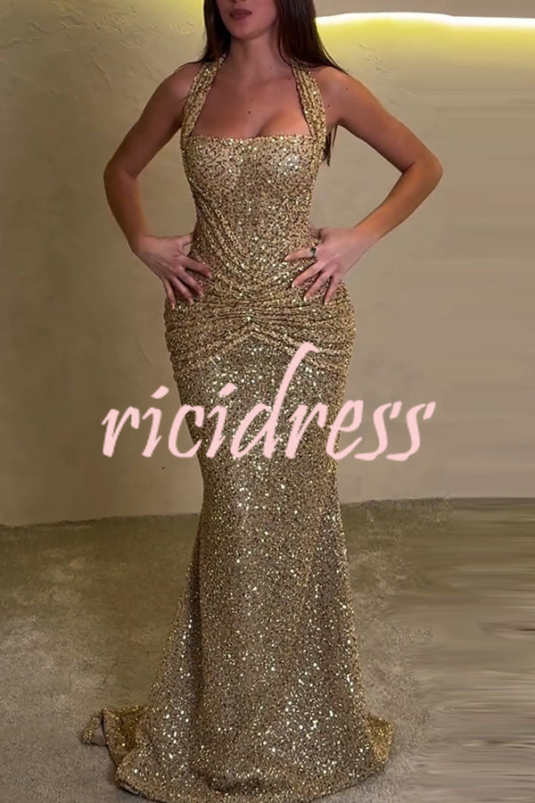 up Drape Flare Maxi Dress Velda Sequin Halter Maxi Dress