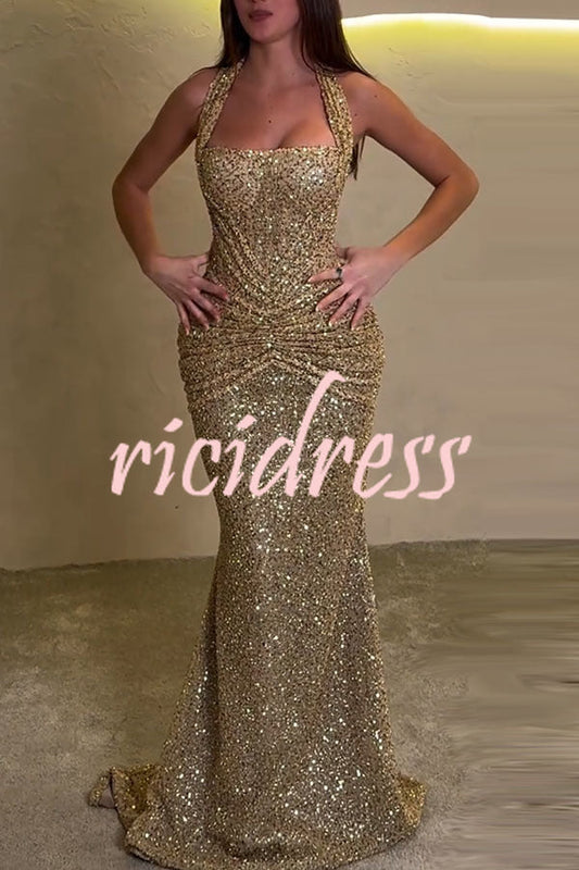 up Drape Flare Maxi Dress Velda Sequin Halter Maxi Dress