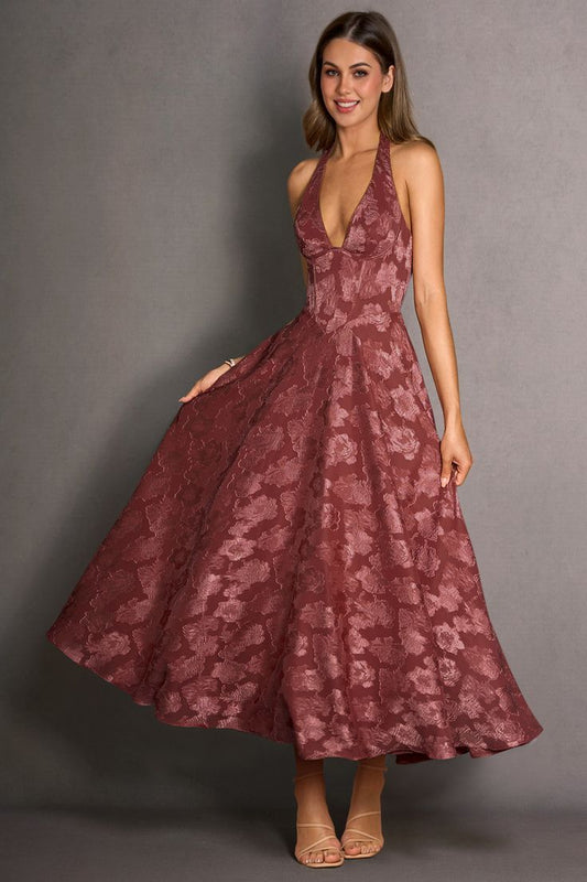 Isabeau Vintage Rose Midi Dress
