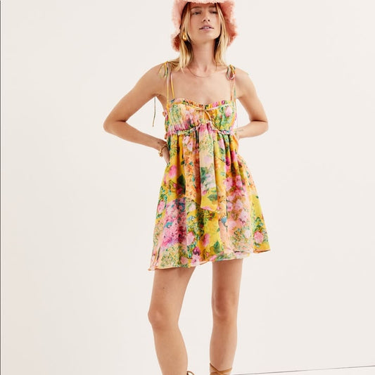 Magnolia Floral Tie-Shoulder Mini Dress