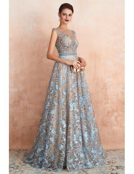 Celestine Crystal Lace Evening Dress