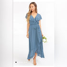 Jessica Ruffle Midi Dress in Blue