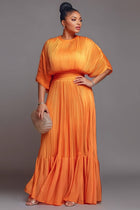 Margaret Pleated Crepe Maxi Dress