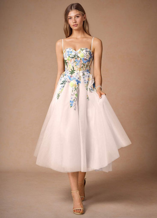 Iverine Sky Blue Multi Midi Dress | Azazie