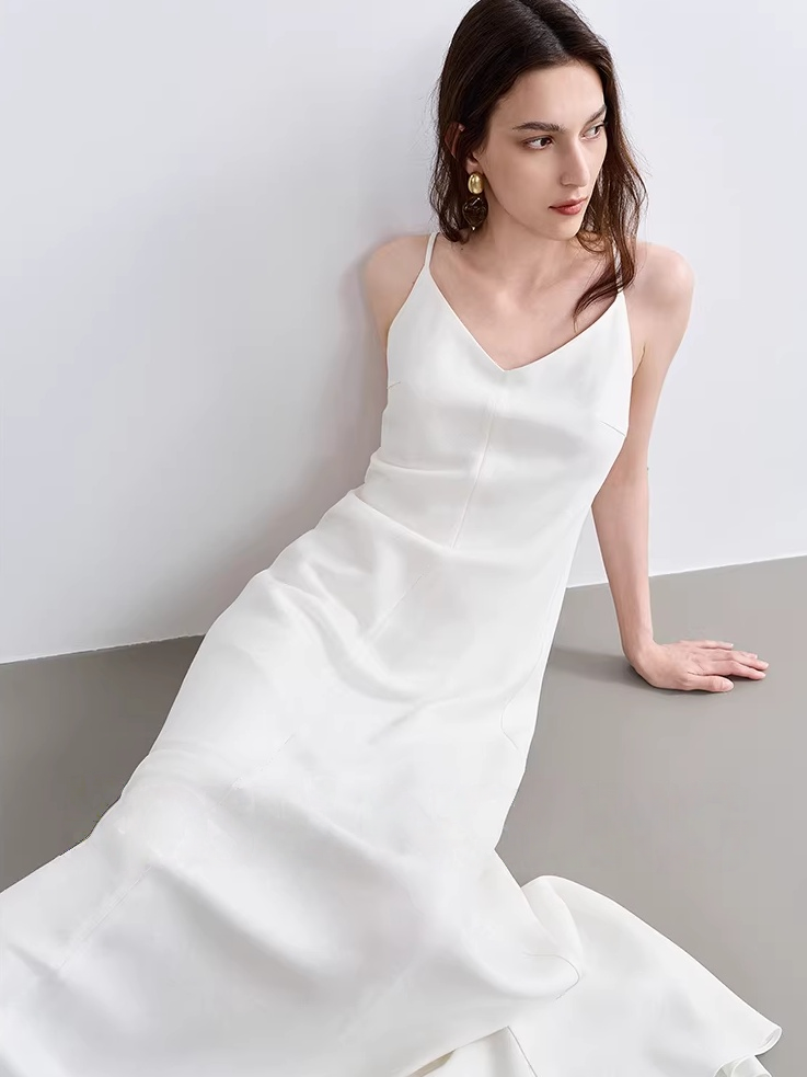 Soft Mist Powder Marina Tencel Linen Open-Back Dress