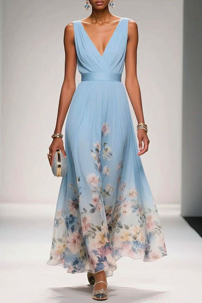 Green Arabella A-Line Tea Length Chiffon Dress