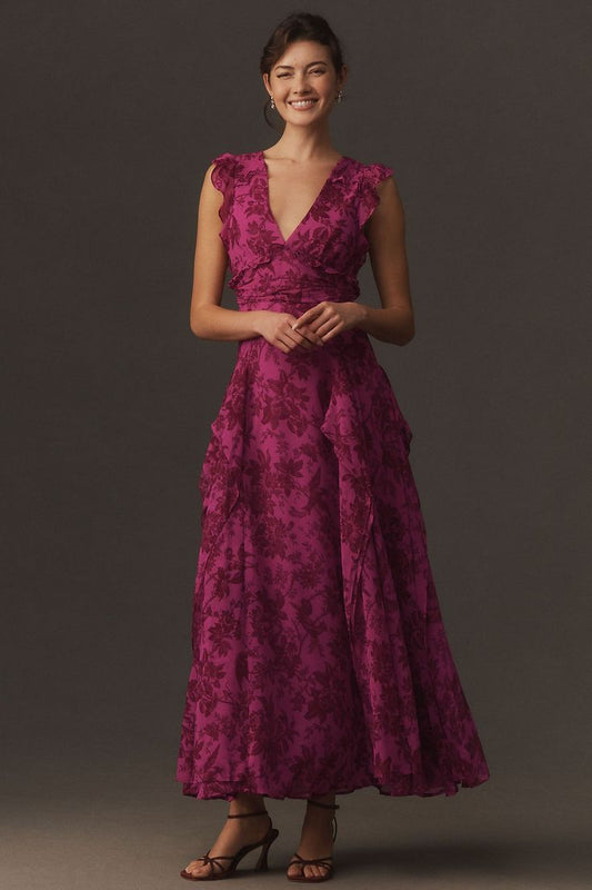 Adelaide Pleated Chiffon Maxi Dress