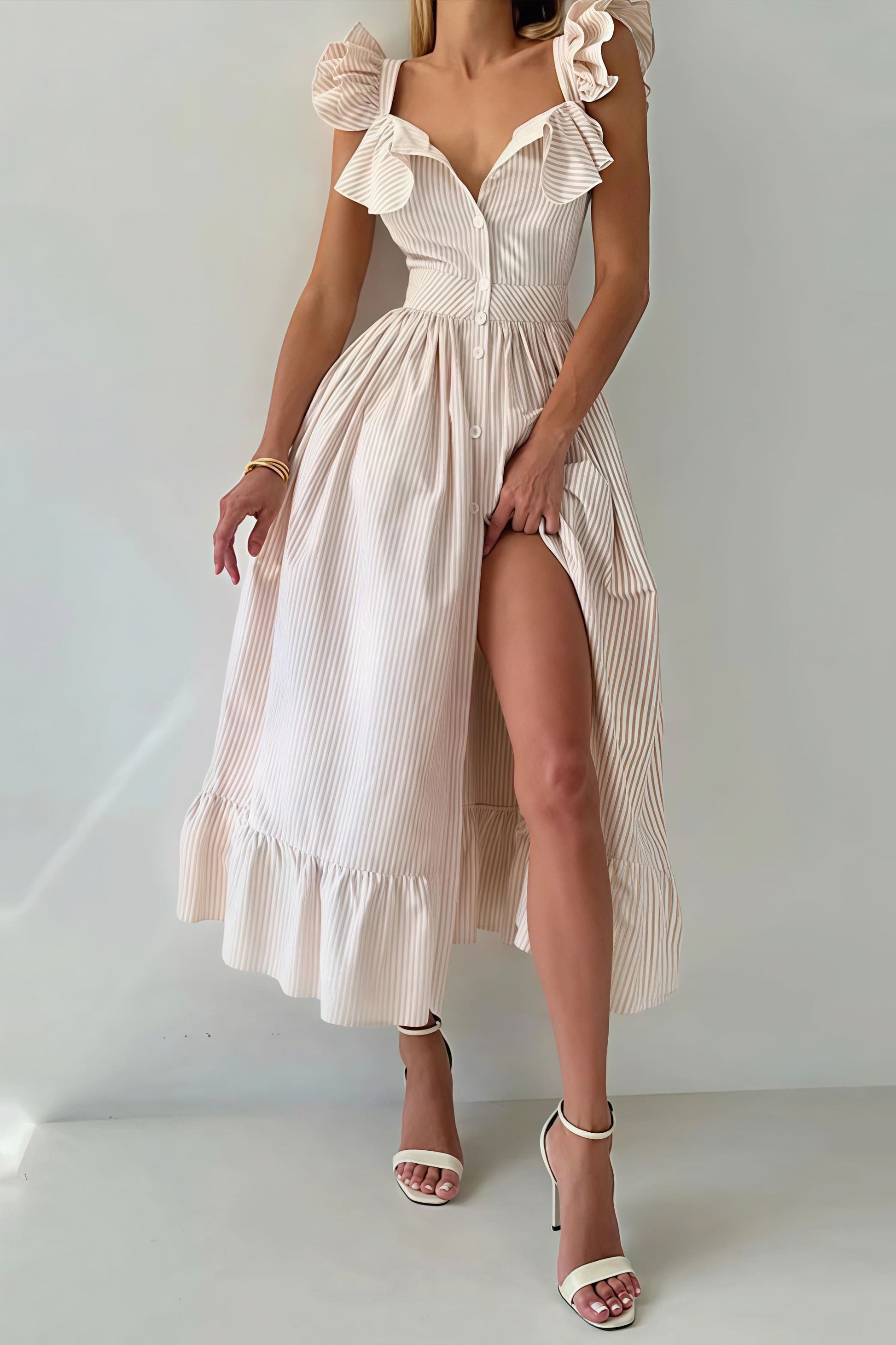 Blue Margot Striped Midi Dress