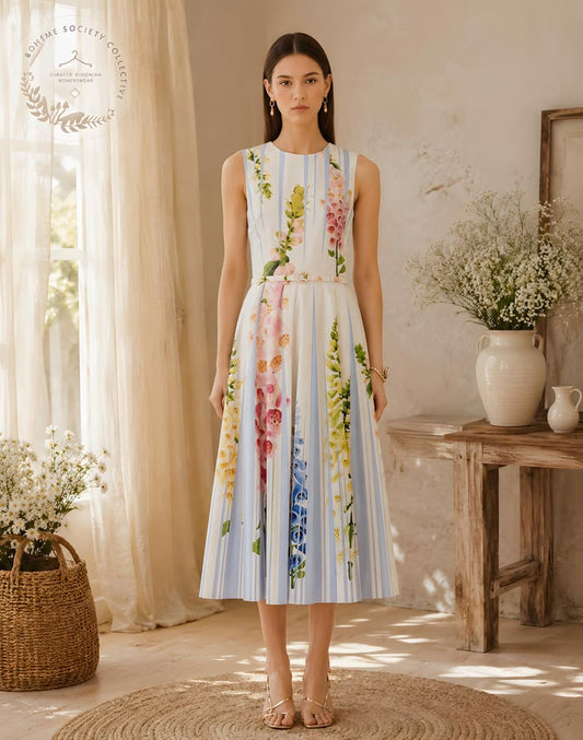 Margot Floral Cotton Midi Dress