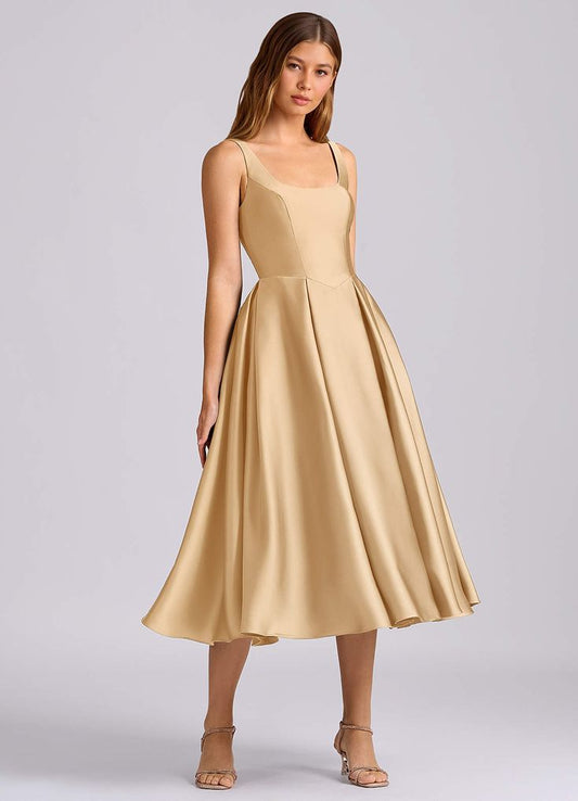 Amalie Stretch Satin A-Line Dress