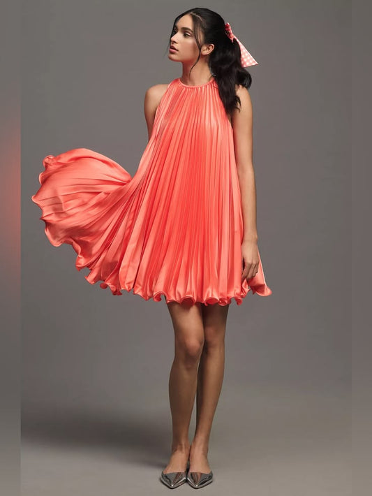 Margot Halter Mini Dress in Tangerine