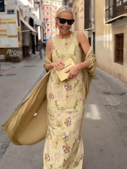 Margot Bohemian Maxi Dress with Cardigan Ensemble