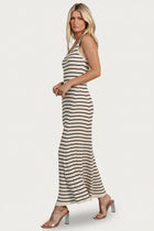 Baltic Born Womens Jesse Ribbed Tank Maxi Dress | Ivory + Black | Size: Large