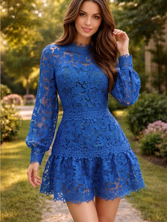 Indigo Lace Mini Dress