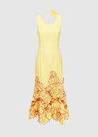 Emily Appliqué Midi Dress in Sorbet Yellow