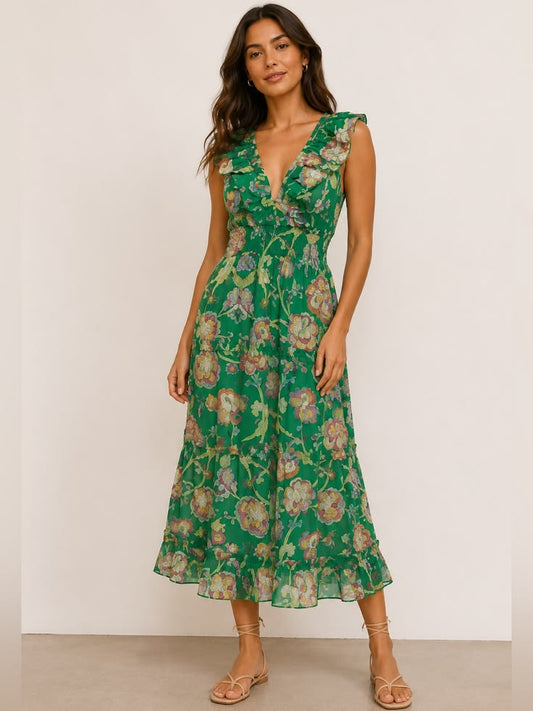Margot Smocked Cotton Maxi Dress