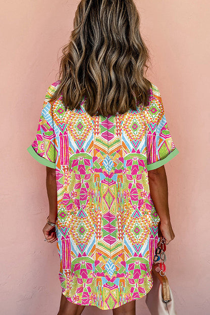 Multicolor Margot Printed Lapel Mini Dress