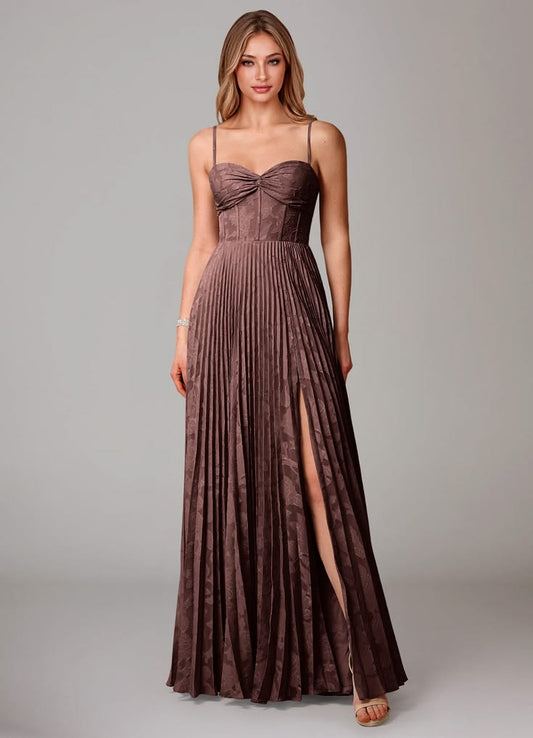Arabella Floral Burnout A-Line Dress in Espresso