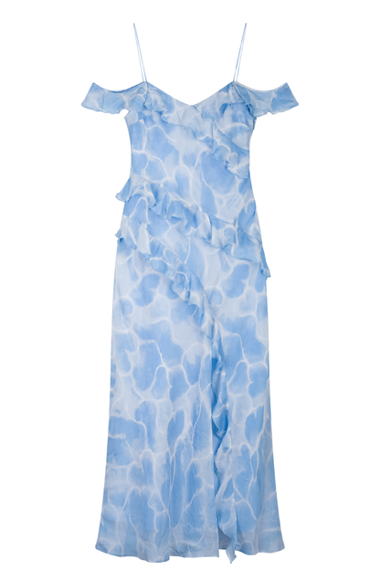 Blue Jule Striped Cotton Dress in Light Blue