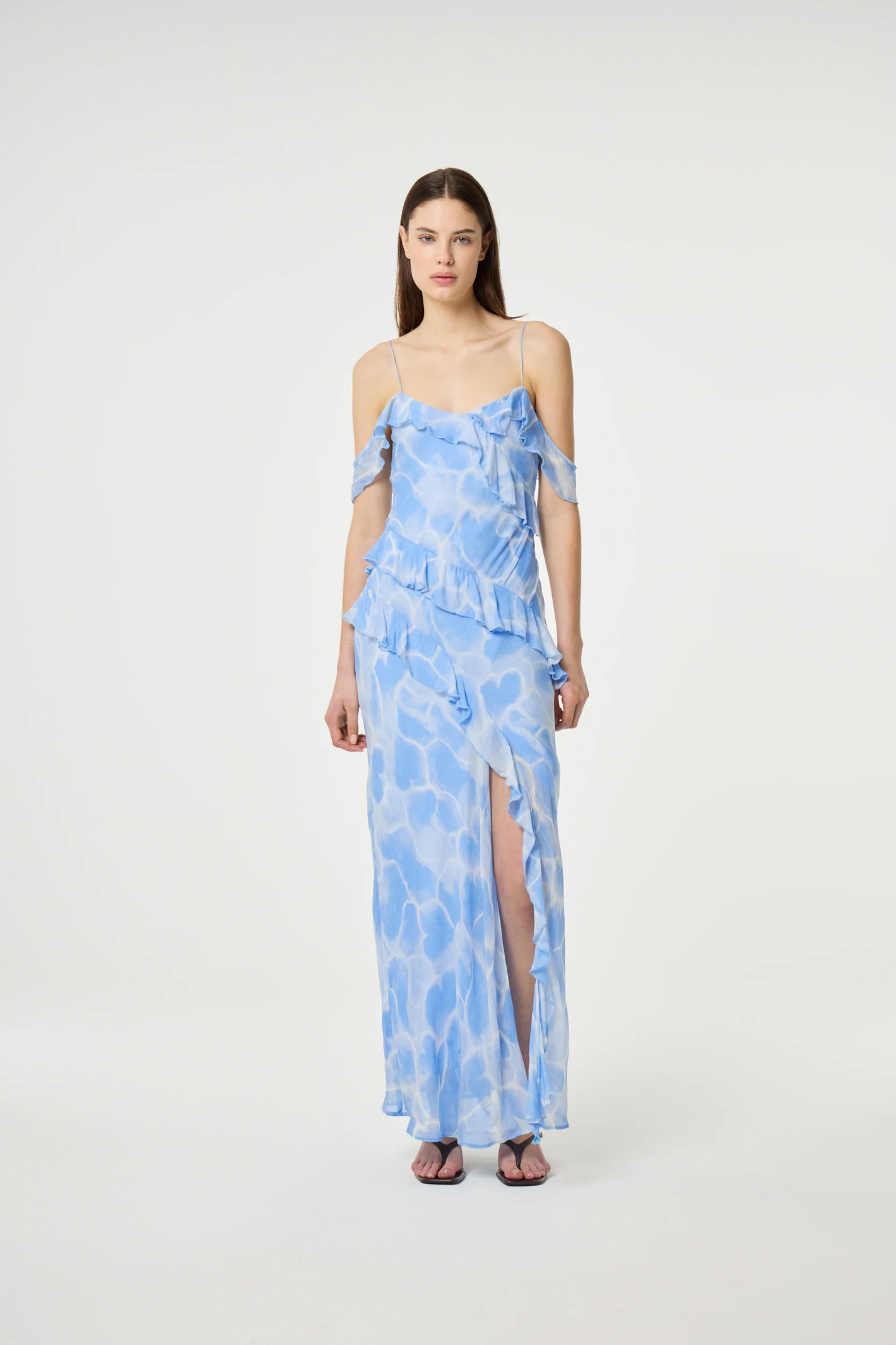 Blue Jule Striped Cotton Dress in Light Blue