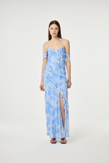Blue Jule Striped Cotton Dress in Light Blue
