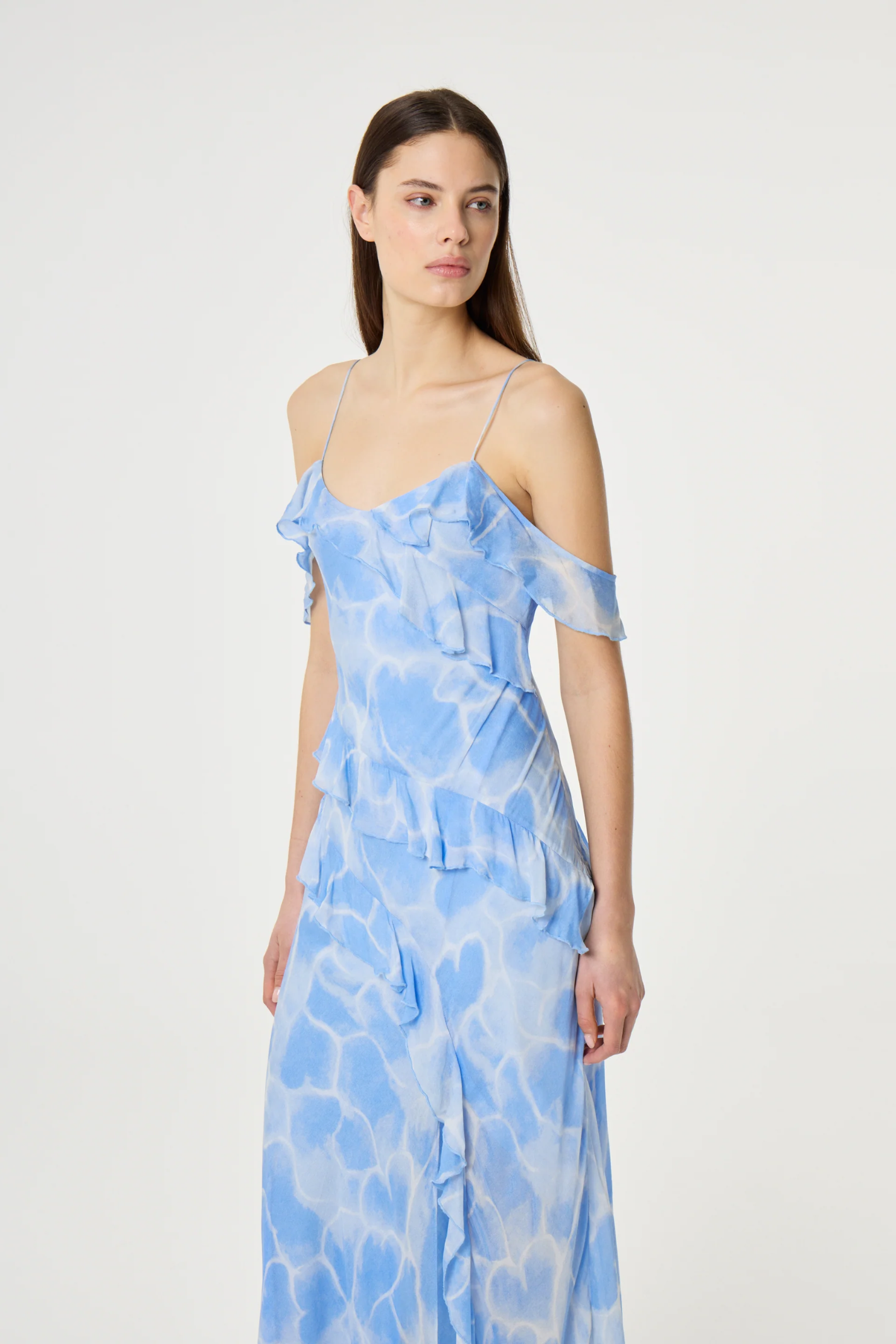 Blue Jule Striped Cotton Dress in Light Blue