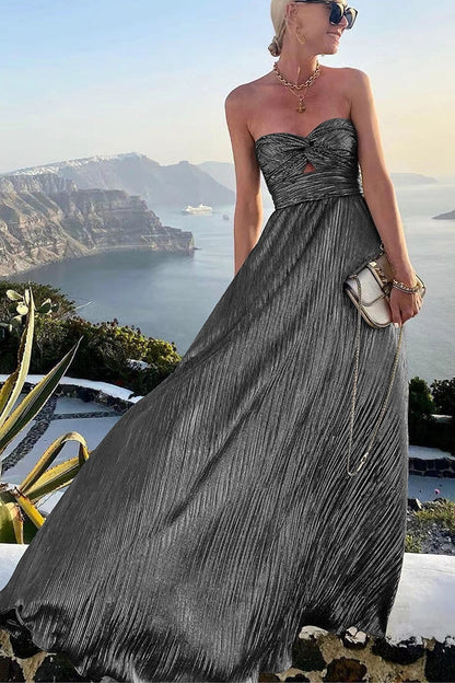 Gold Arabella Off-Shoulder Shimmer Maxi Dress