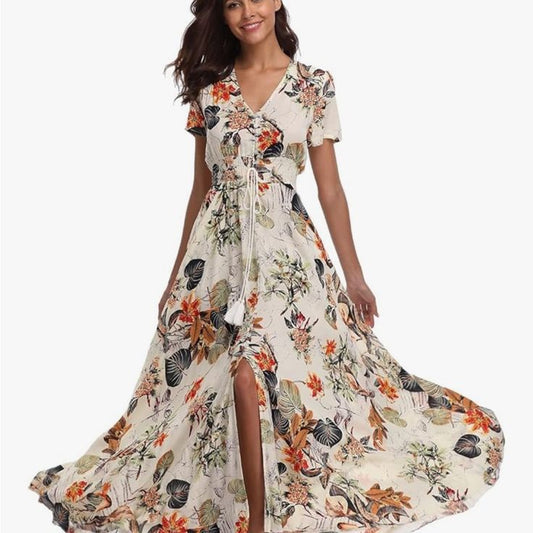 Nwot Floral Maxi Dress | Color: Orange/Red | Size: M