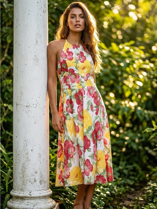 Taylor Floral Halter Midi Dress
