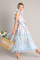 Violet Floral Embroidered Maxi Dress