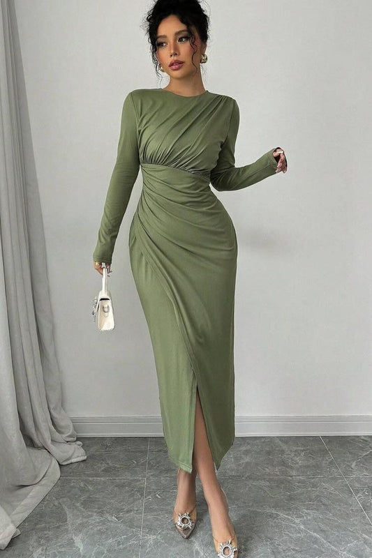 Vivienne Pleated Tea-Length Prom Dress
