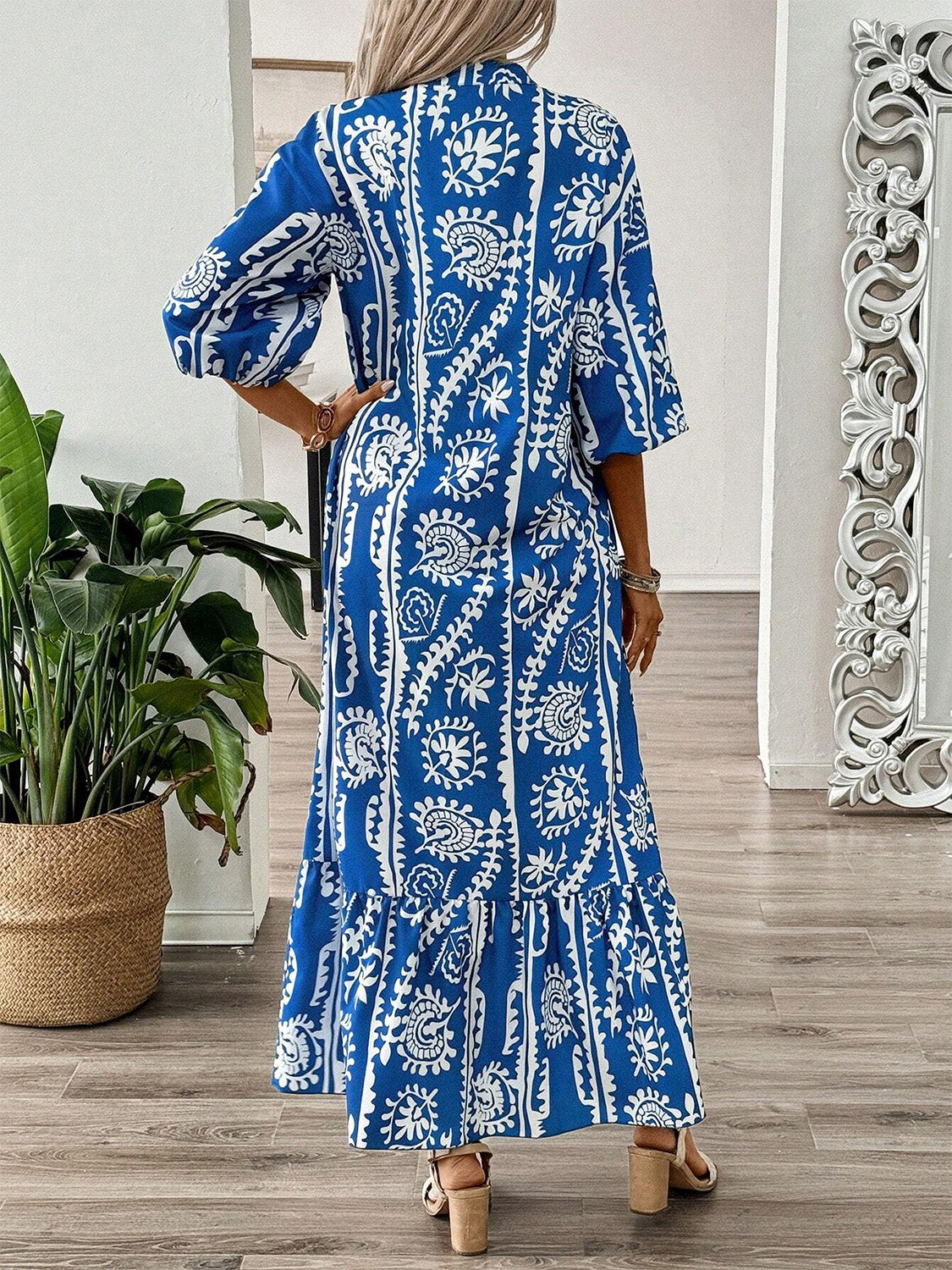 Blue Margot Printed Maxi Dress