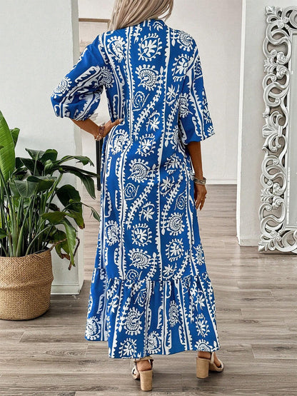 Blue Margot Printed Maxi Dress