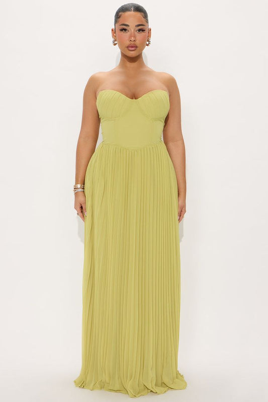 Daniella Lace Corset Pleated Maxi Dress
